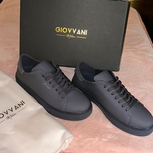 NIB Giovvani Milan Lorenzo Black Leather Black Soles Sneakers Men’s Size 8 😍